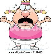Vector of Cartoon Stressed Plump White Gym Lady by Cory Thoman