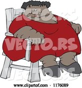 Vector of Cartoon Super Fat Black Woman Sitting in a Chair by Djart