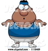 Vector of Cartoon Surprised Plump Black Gym Guy by Cory Thoman