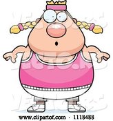 Vector of Cartoon Surprised Plump White Gym Lady by Cory Thoman