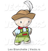 Vector of Cartoon Swiss Guy Wearing Overalls and a Hat with Feather by Leo Blanchette