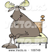 Vector of Cartoon Tired Moose Sitting on a Bed by Djart