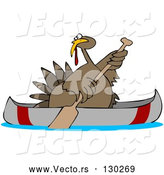 Vector of Cartoon Turkey Bird Paddling a Canoe by Djart