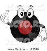 Vector of Cartoon Vinyl Record Mascot Holding a Thumb up by BNP Design Studio