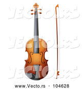 Vector of Cartoon Violin and Bow by