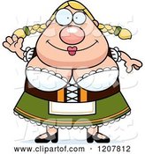 Vector of Cartoon Waving Chubby Oktoberfest German Lady by Cory Thoman