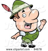 Vector of Cartoon Waving Oktoberfest Guy with a Feather in His Hat by Cory Thoman