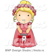 Vector of Cartoon Wedding Flower Girl in a Pink Dress by BNP Design Studio