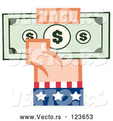 Vector of Cartoon White American Hand Holding up Cash by Hit Toon