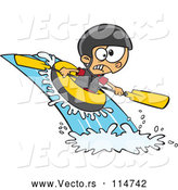 Vector of Cartoon White Boy White Water Rafting by Toonaday