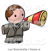 Vector of Cartoon White Businessman Announcing with Megaphone by Leo Blanchette