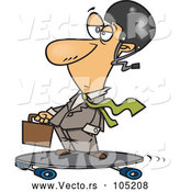 Vector of Cartoon White Businessman on a Longboard by Toonaday