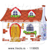 Vector of Cartoon White Cottage with Window Planters by Pushkin