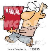 Vector of Cartoon White Guy Carrying a Big Manual by Toonaday