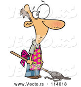 Vector of Cartoon White House Husband Mopping by Toonaday