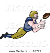 Vector of Cartoon White Male American Football Girdiron Player Catching a Football by Patrimonio