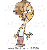 Vector of Cartoon White Teenage Guy Shaving for the First Time by Toonaday