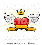 Vector of Cartoon Winged Heart Banner with a Crown and Burst by BNP Design Studio