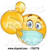 Vector of Cartoon Yellow Emoji Smiley Face Doctor Wearing a Surgical Mask and Giving a Thumb up by Yayayoyo