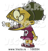 Vector of Cartoon Zombie Girl Eating a Bone by Toonaday