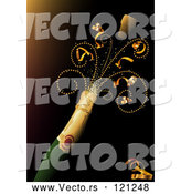 Vector of Champagne Bottle with Ribbons by Dero