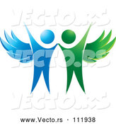 Vector of Cheering Green and Blue Angels by Lal Perera