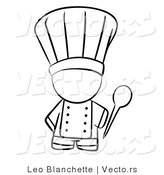Vector of Chef Holding a Mixing Spoon - Coloring Page Outlined Art by Leo Blanchette