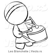 Vector of Chinese Drummer Person - Coloring Page Outlined Art by Leo Blanchette
