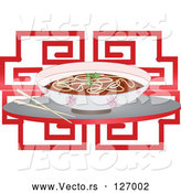 Vector of Chinese Noodle Soup Bowl and Chopsticks over Red by Melisende Vector