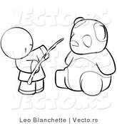 Vector of Chinese Person Feeding a Panda - Coloring Page Outlined Art by Leo Blanchette