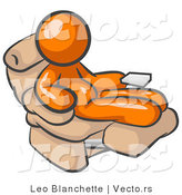 Vector of Chubby and Lazy Orange Guy with a Beer Belly, Sitting in a Recliner Chair with His Feet up by Leo Blanchette