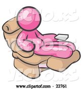 Vector of Chubby and Lazy Pink Guy with a Beer Belly, Sitting in a Recliner Chair with His Feet up by Leo Blanchette