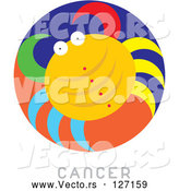 Vector of Circular Cancer Astrology Scene by Venki Art