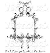 Vector of Classic Black and White Floral Border Design by BNP Design Studio
