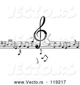 Vector of Clef Dropping down on Lines of Music Notes by Vector Tradition SM