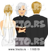 Vector of Clergy Woman Marrying a Blond Caucasian Couple by BNP Design Studio
