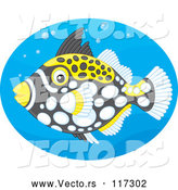 Vector of Clown Triggerfish in a Blue Oval by Alex Bannykh
