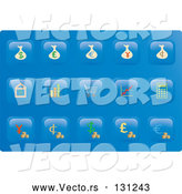 Vector of Collection of Financial Button Icons on a Blue Background by Rasmussen Images