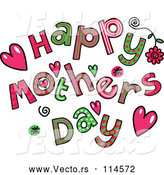 Vector of Colorful Sketched Happy Mothers Day Text by Prawny