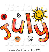 Vector of Colorful Sketched Month of July Text by Prawny