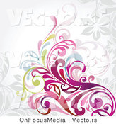 Vector of Colorful Vines and Scrolls over Grey Background Design by OnFocusMedia