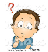 Vector of Confused Brunette White Baby Boy with a Question Mark over His Head by BNP Design Studio