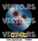 Vector of Contained Virus with Net and Warning Sign by Elaineitalia