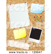 Vector of Cork Board with Push Pins, Blank Messages and a Polaroid Picture by KJ Pargeter