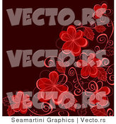 Vector of Corner Border Featuring Red Flowers and Vines over Dark Background by Vector Tradition SM