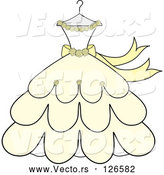 Vector of Cream and Yellow Wedding Dress with Roses on a Hanger by Pams Clipart