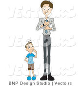 Vector of Curious Son Watching Dad Put on a Tie by BNP Design Studio