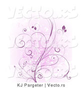 Vector of Curly Purple Vines Growing over a Grungy Pink Background by KJ Pargeter