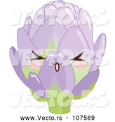 Vector of Cute Artichoke Character with Blushing Cheeks by Pushkin