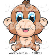 Vector of Cute Baby Monkey with Blue Eyes by Cory Thoman